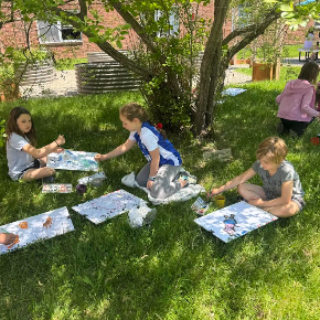 Students learning outside